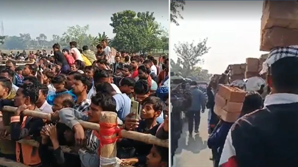 বাবরি মসজিদ নির্মাণে মানুষের ঢল